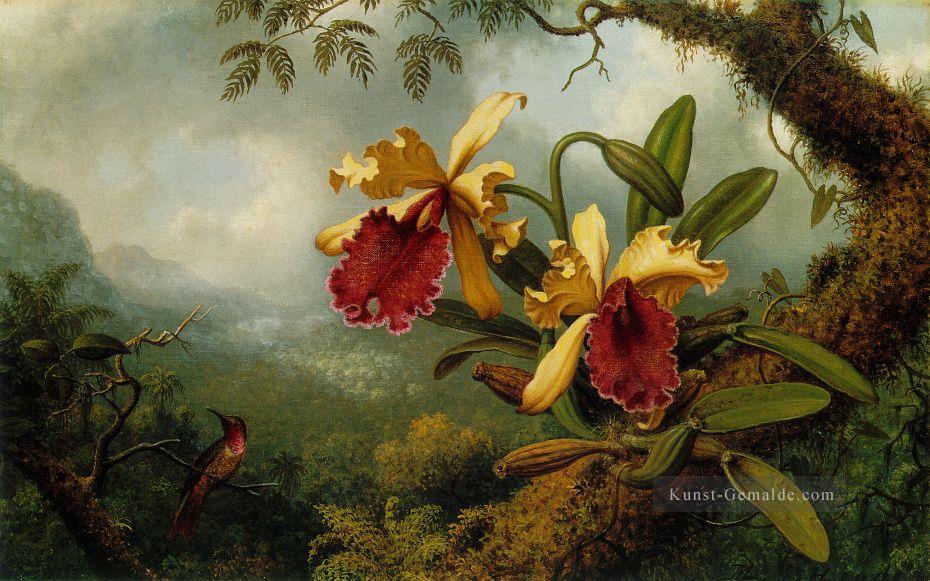 Orchideen und Hummingbird ATC Blumenmaler Martin Johnson Heade Ölgemälde